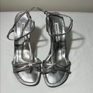 Manolo Blahnik Metallic Silver Heels